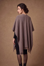 Lachi Women's Textured Check Fringed Poncho