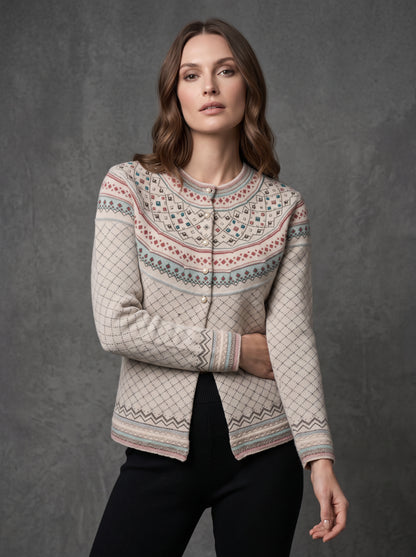 Cream Alpine Diamond Cardigan