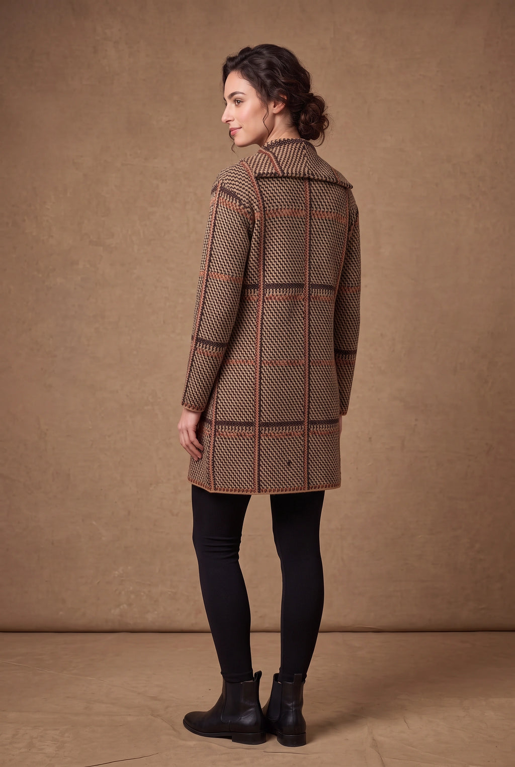 Lachi Women's Windowpane Tartan Check Knitted Cardigan