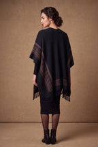 Lachi Women's Tribal Border Tasseled Poncho Cape