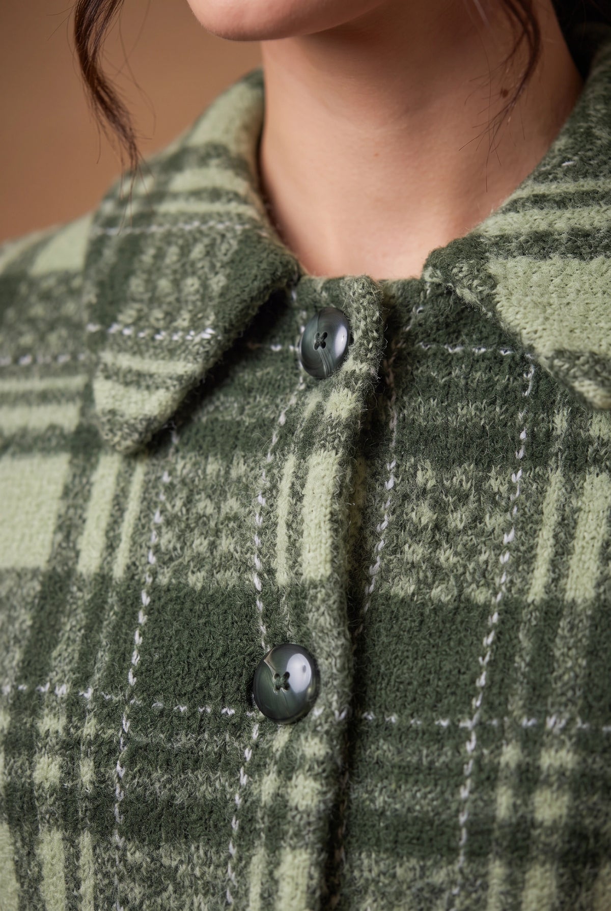 Lachi Women's Plaid Collared Longline Knitted Cardigan
