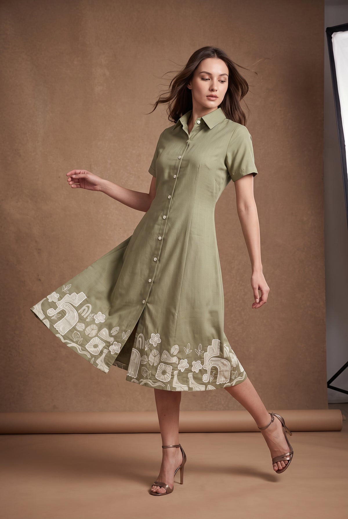 Sage Green Hem Shirt Dress