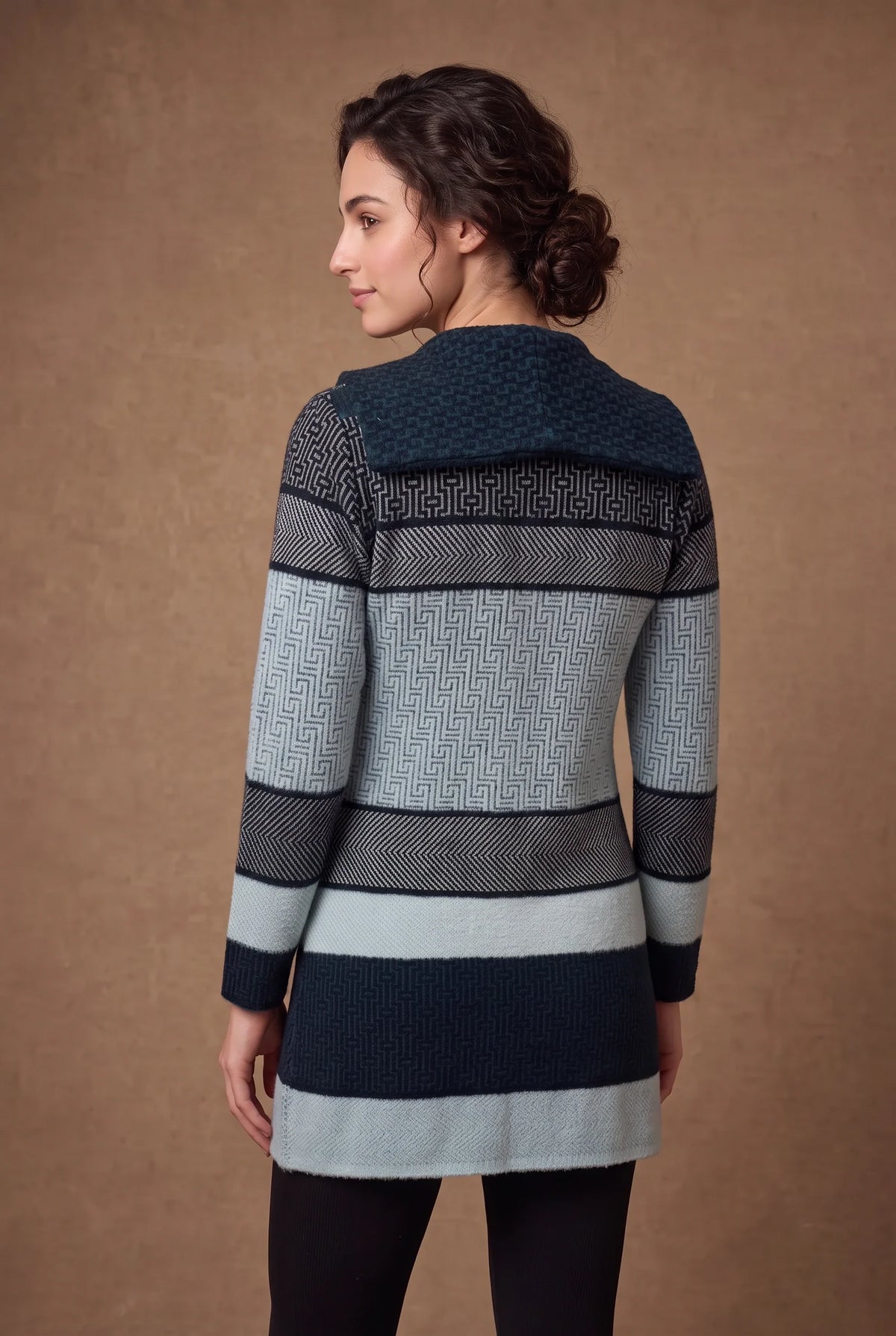 Indigo Maze Striped Knit Cardigan 1
