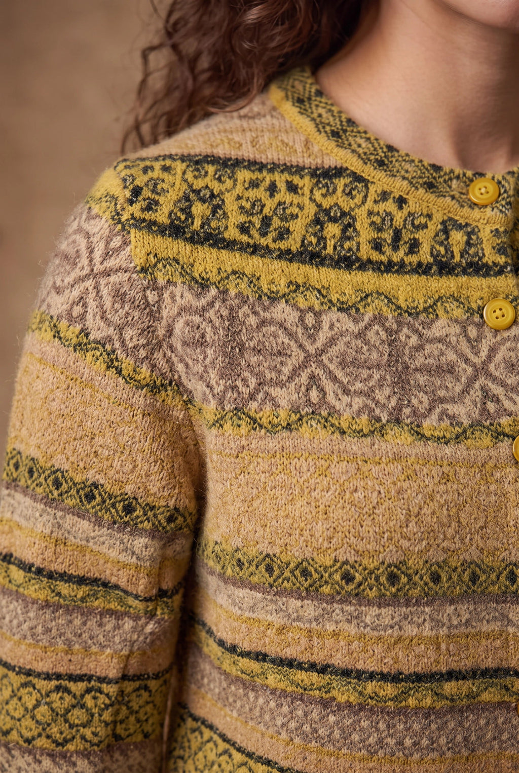 Mustard Brocade Knitted Cardigan 3