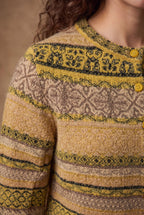 Mustard Brocade Knitted Cardigan 3