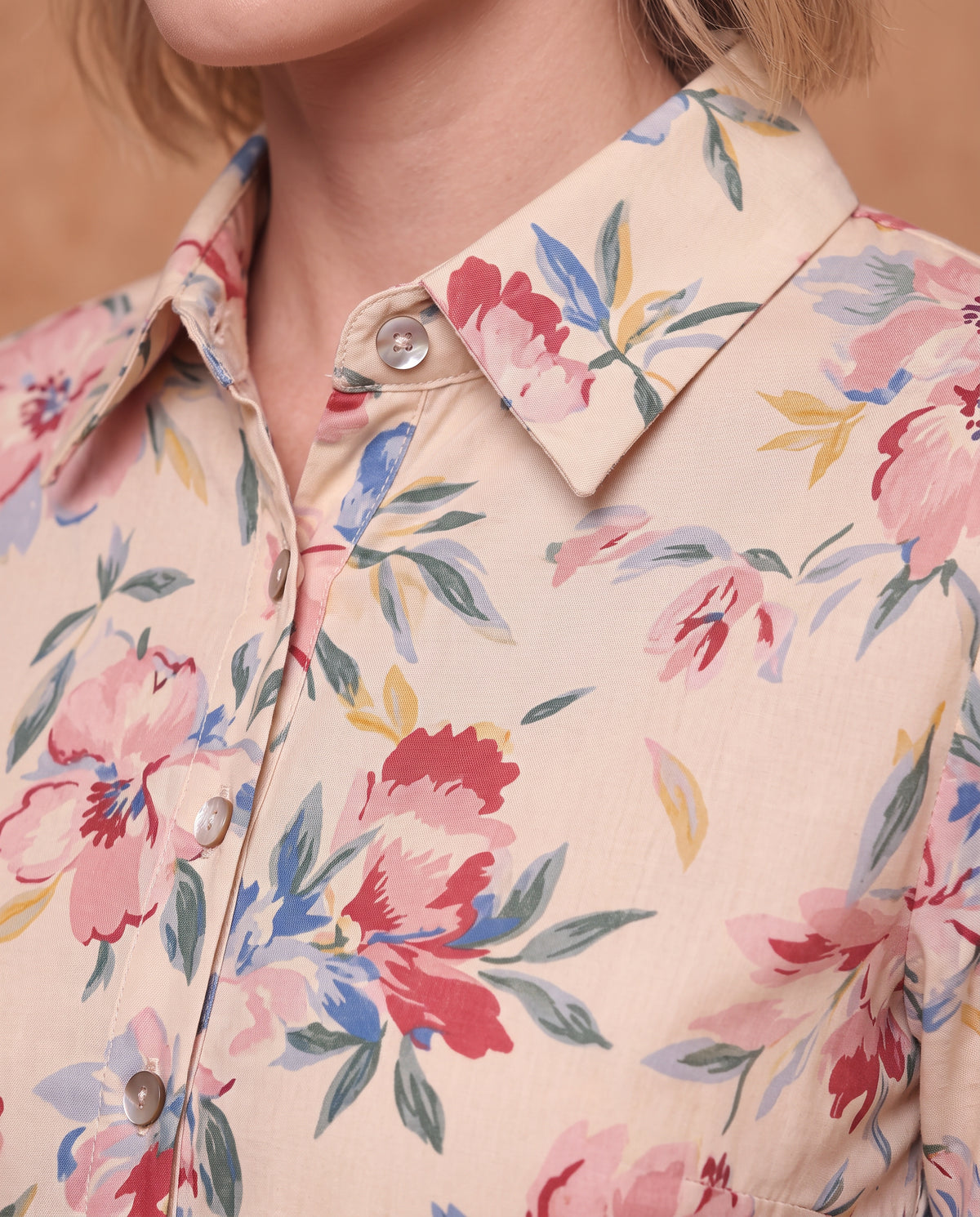 Lachi Women's Floral Print Viscose Shirt Dress