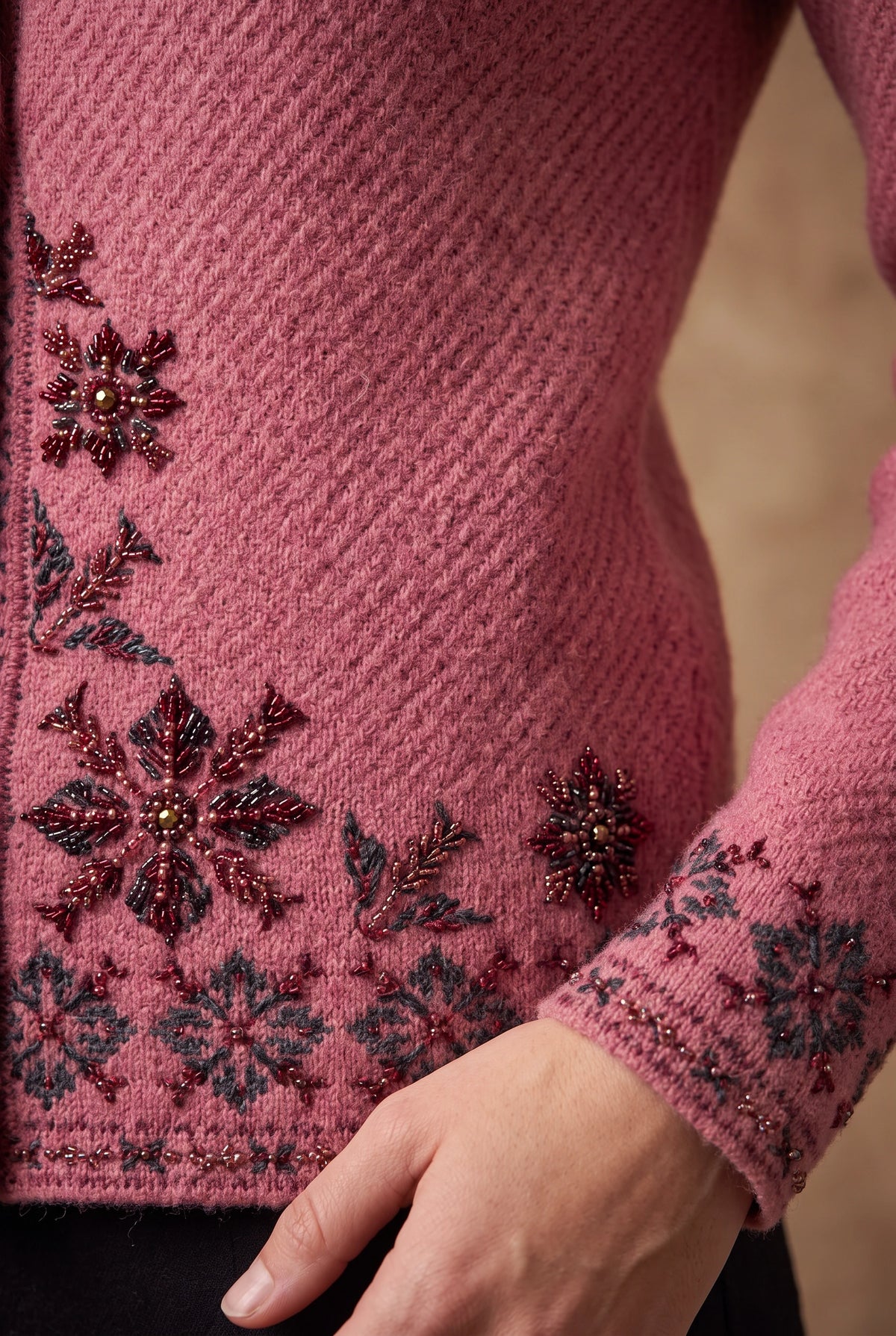 Lachi Women's Star Bloom Beaded Border Knitted Cardigan