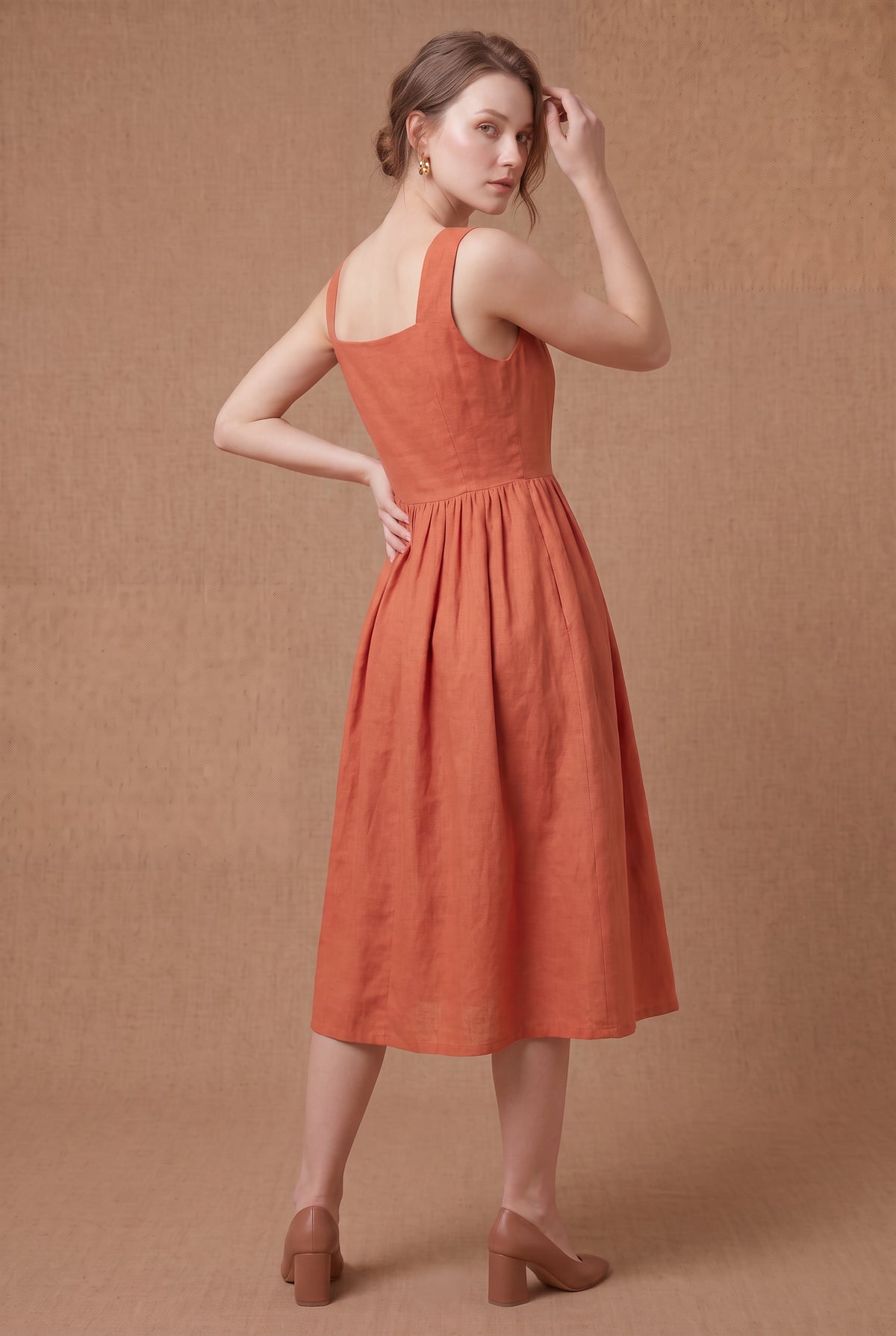 Lachi Women's Terracotta Midi Dress