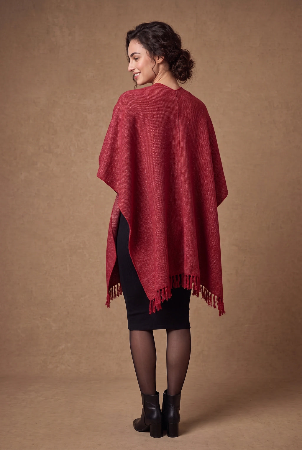 Lachi Women's Tweed Fringed Poncho