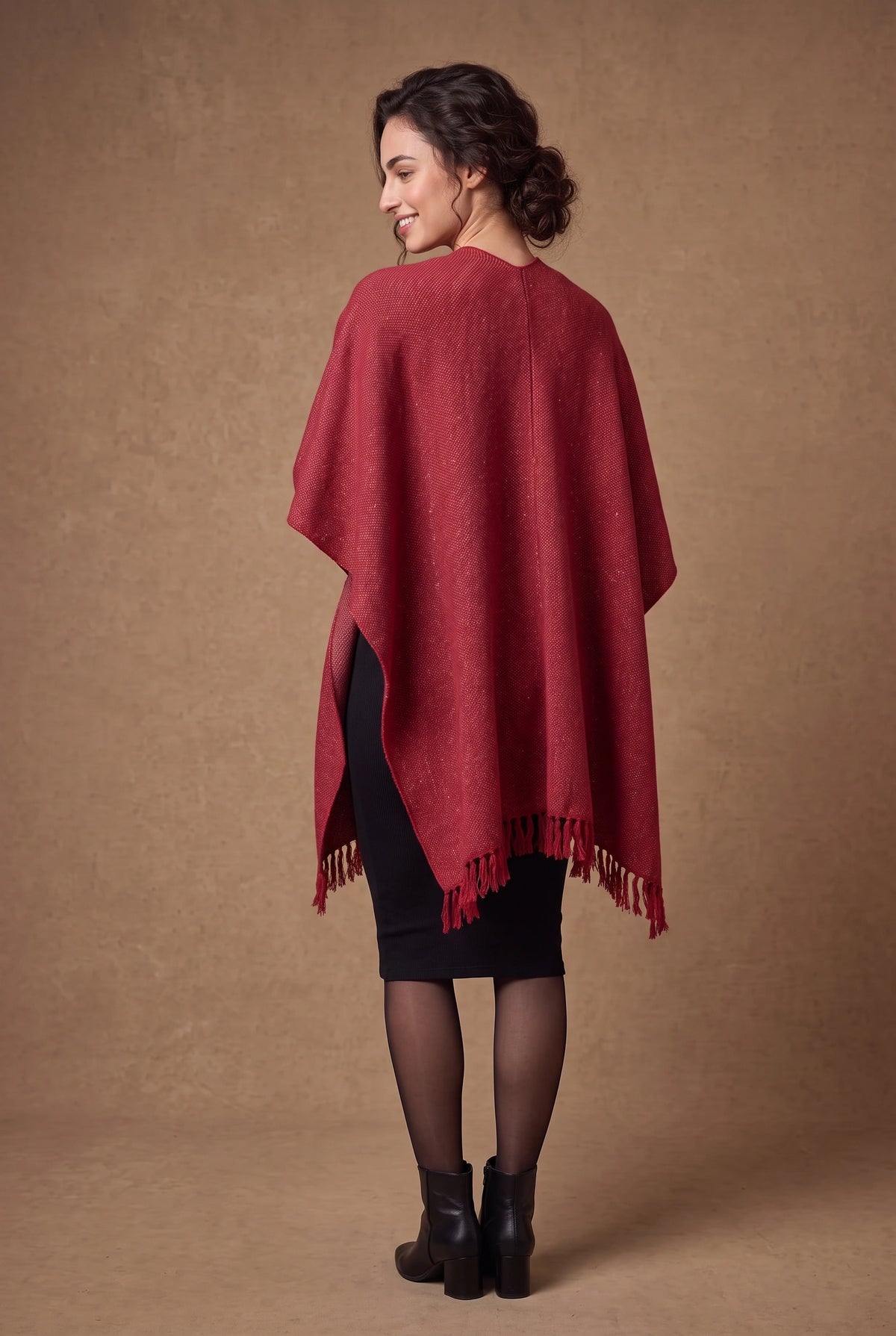 Lachi Women's Tweed Fringed Poncho