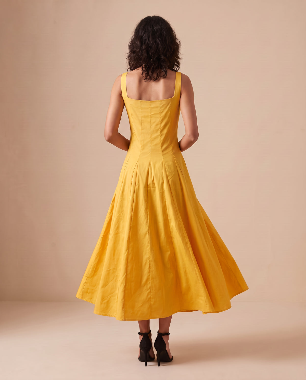Marigold / Jade Pleated Poplin Midi Dress