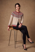 Lachi Women's Berry Fair Isle Yoke Knitted Cardigan