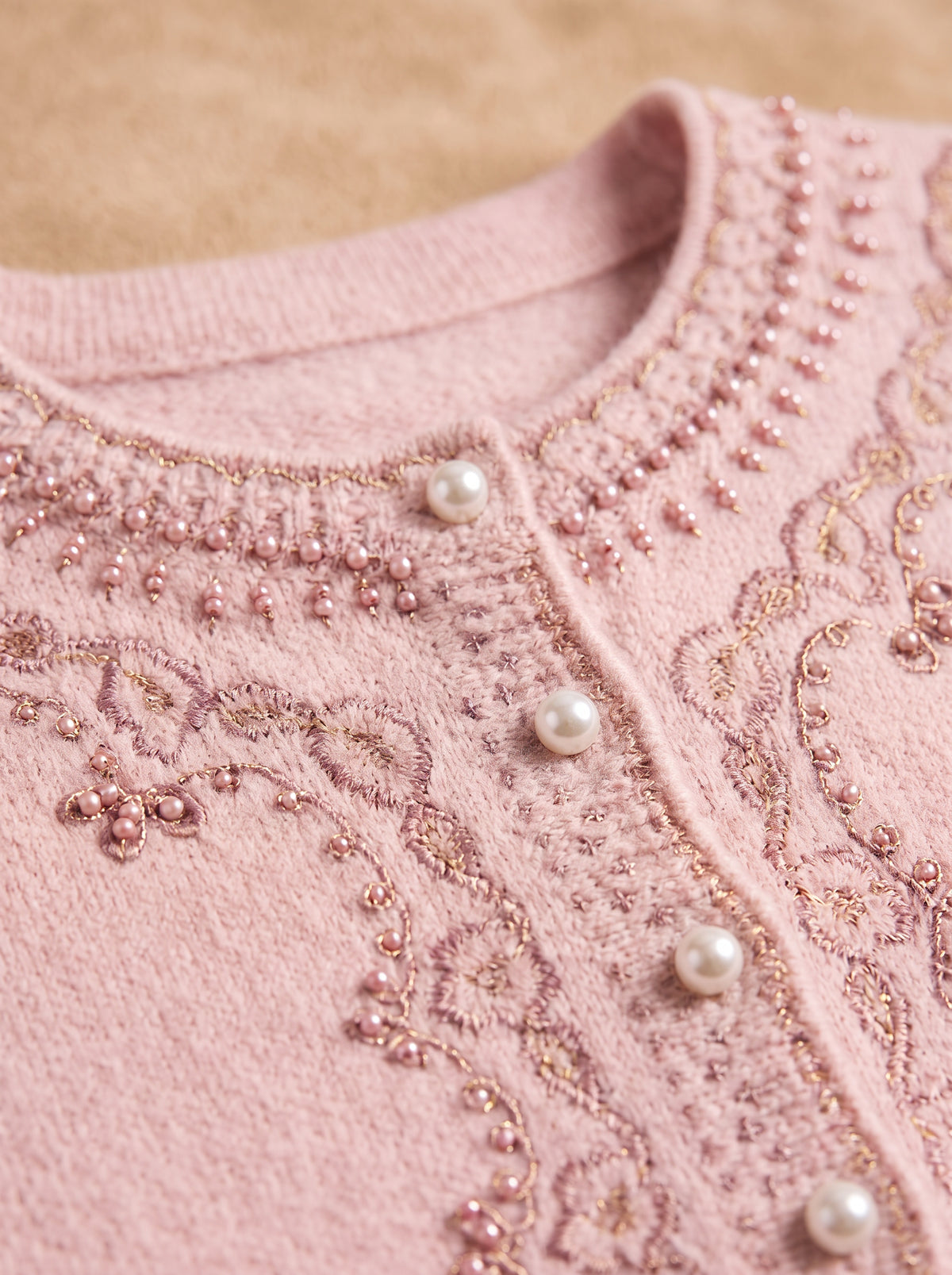 Blush Pearl Scallop Cardigan