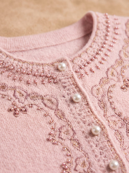 Blush Pearl Scallop Cardigan