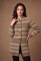 Golden Multicolour Striped Knitted Cardigan 3