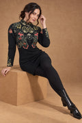 Lachi Women's Black Midnight Garden Floral Jacquard Knitted Tunic