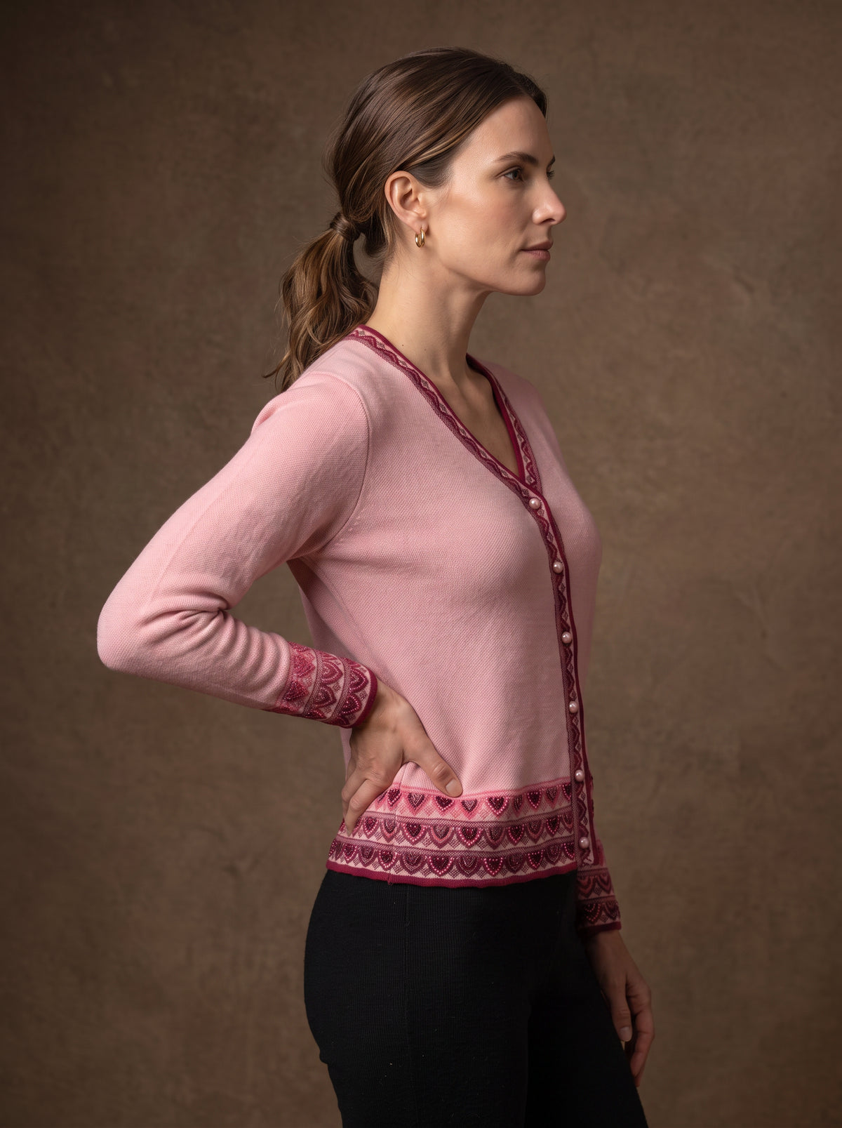 Rose Heart Border Cardigan
