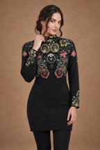 Lachi Women's Black Midnight Garden Floral Jacquard Knitted Tunic