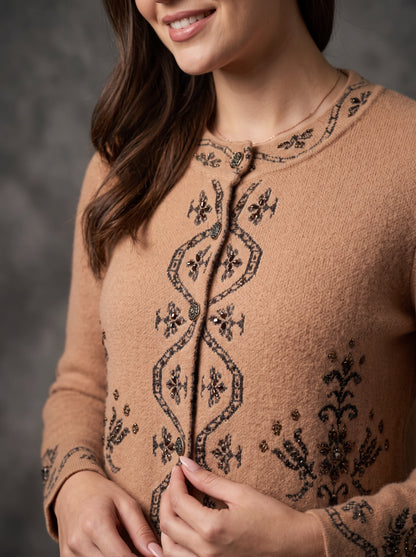 Peach Ikat Bead Cardigan