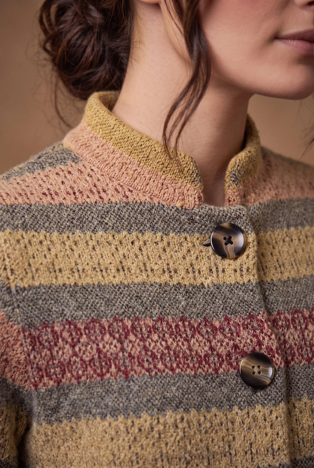 Golden Multicolour Striped Knitted Cardigan 4