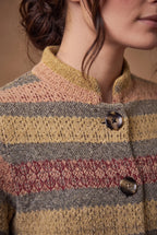 Golden Multicolour Striped Knitted Cardigan 4