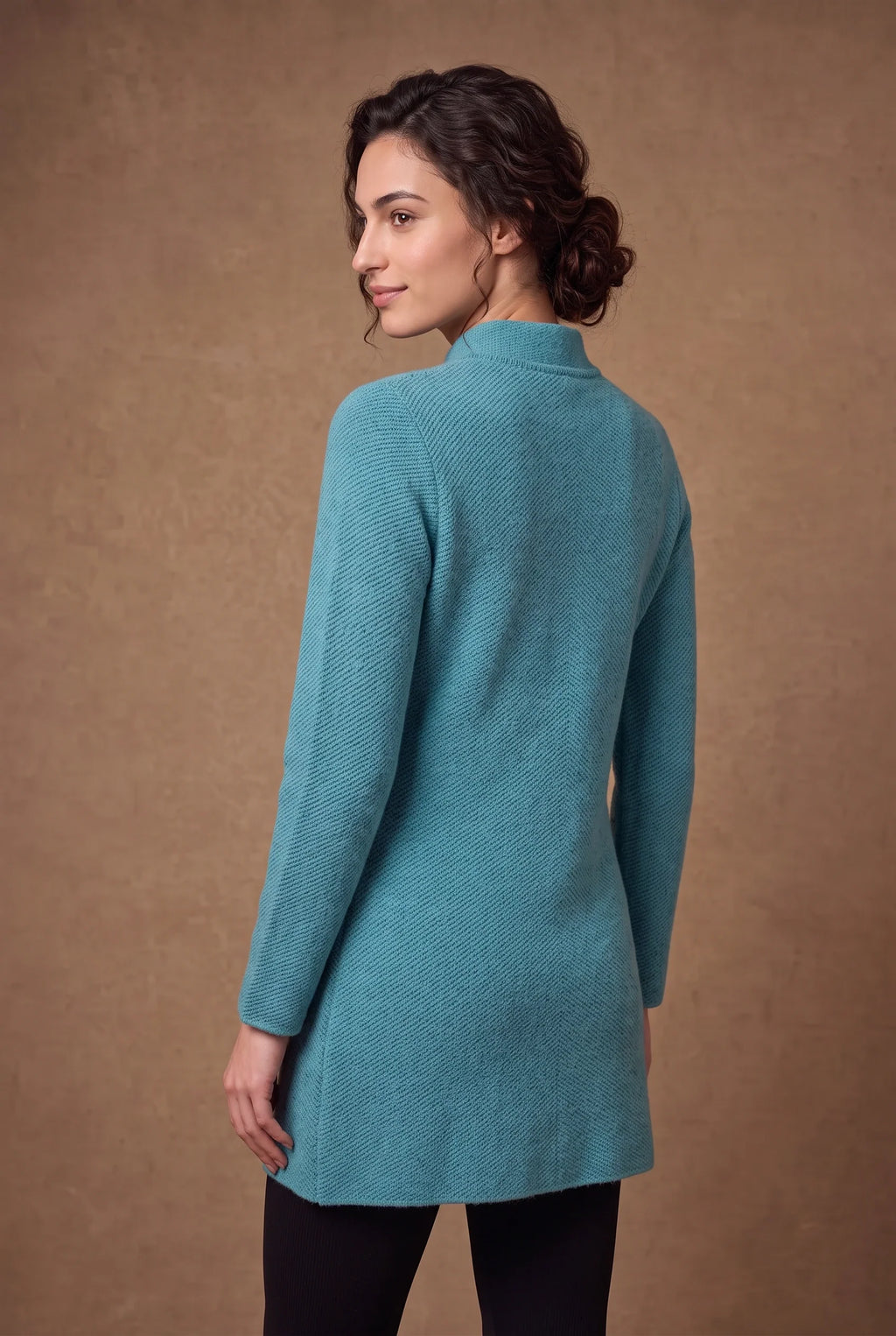Lagoon Mandarin Collar Rib Knitted Cardigan 4