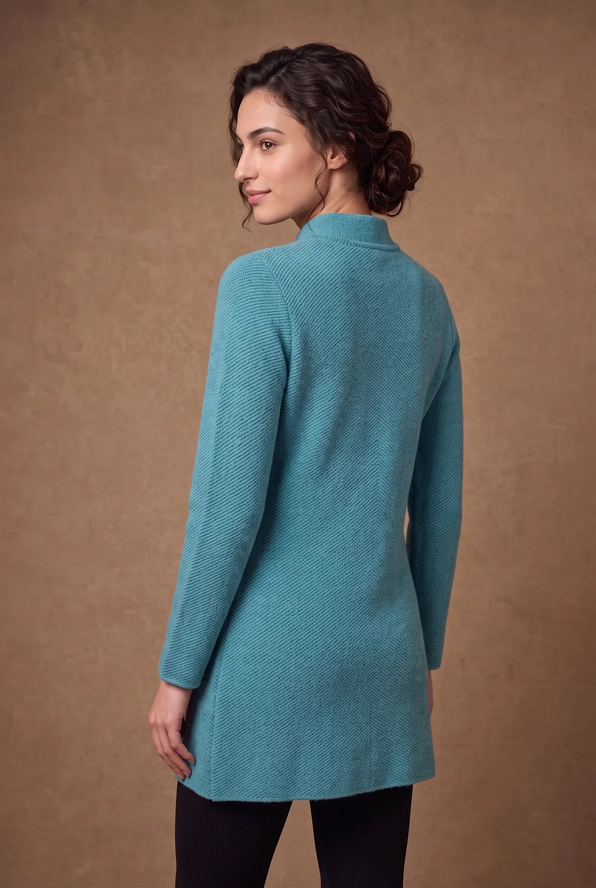 Lagoon Mandarin Collar Rib Knitted Cardigan 4