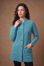 Lagoon Mandarin Collar Rib Knitted Cardigan 2