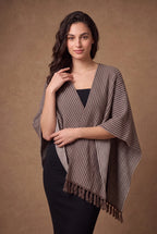 Brown Houndstooth Check Fringed Poncho 4