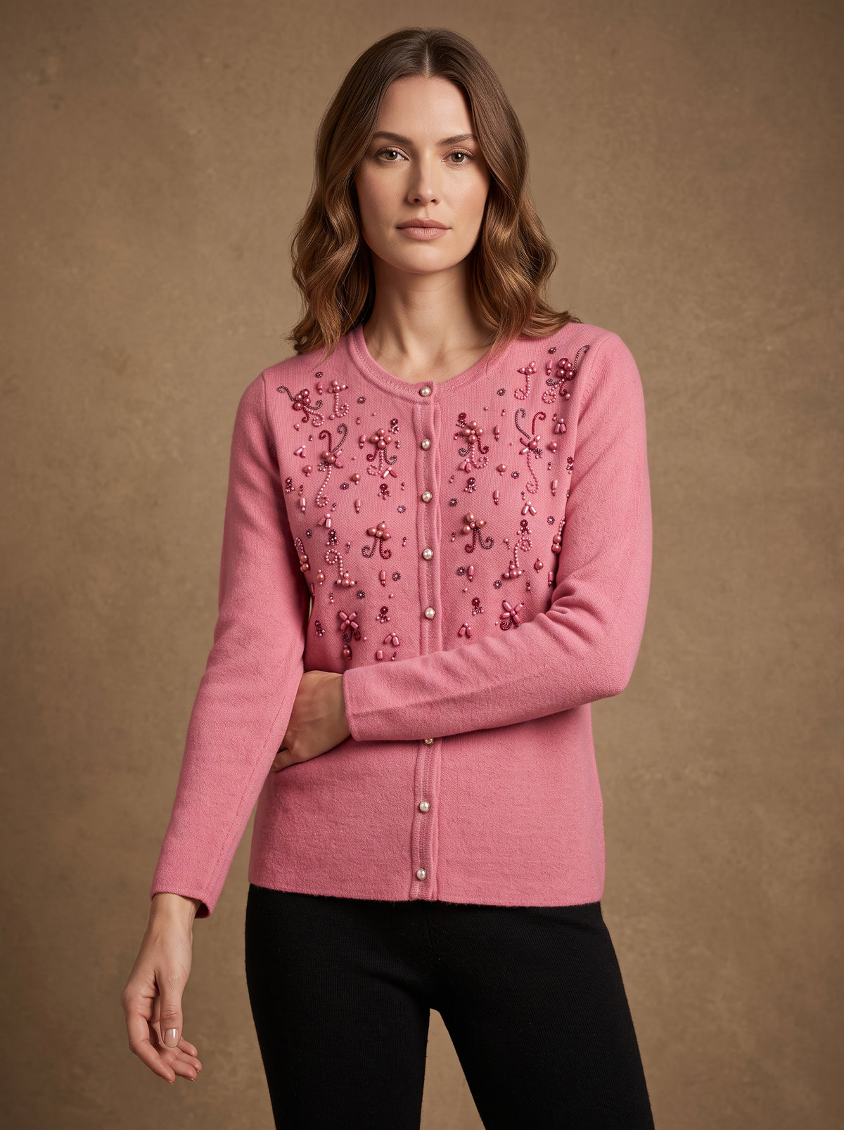 Rose Pearl Bow Cardigan