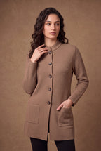 Lachi Women's Stand Collar Longline Knitted Cardigan