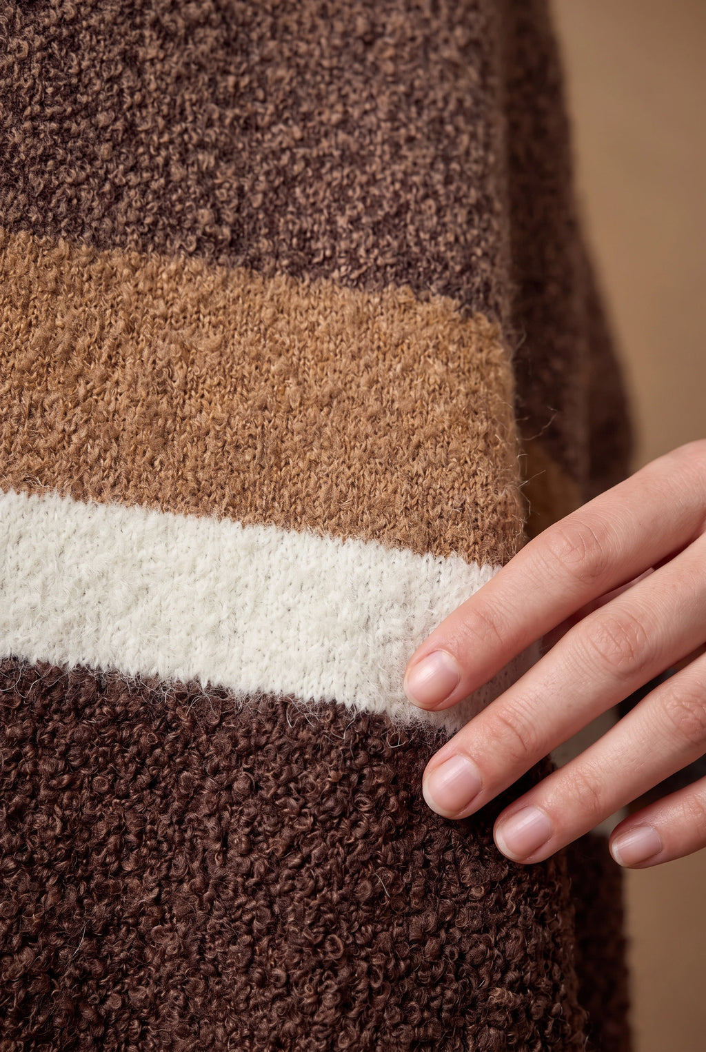 Lachi Women's Brown Colorblock Boucle Poncho