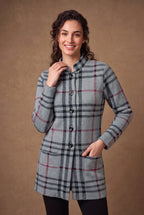 Grey Tartan Check Longline Knitted Cardigan 3