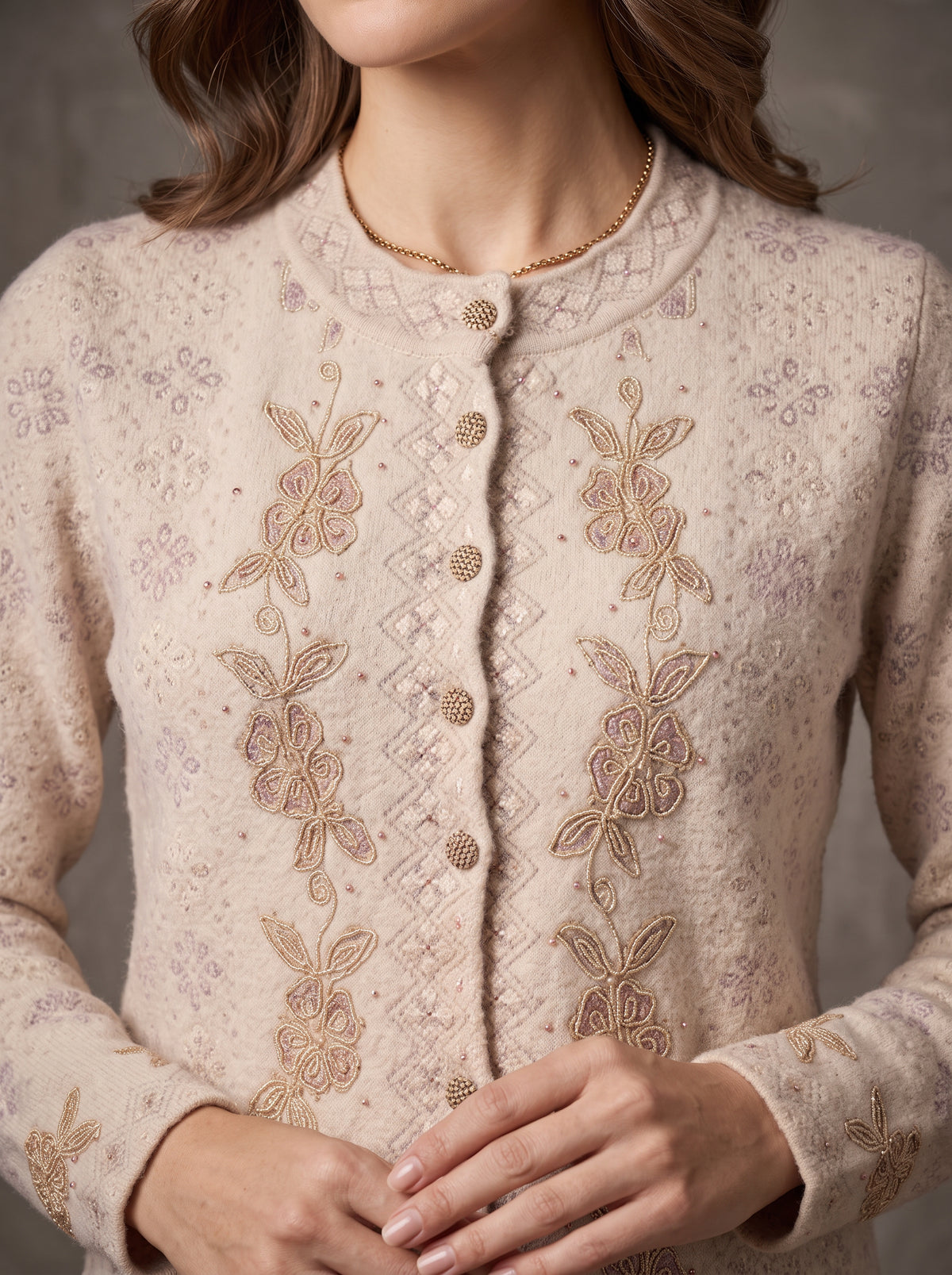 Ivory Gold Vine Cardigan