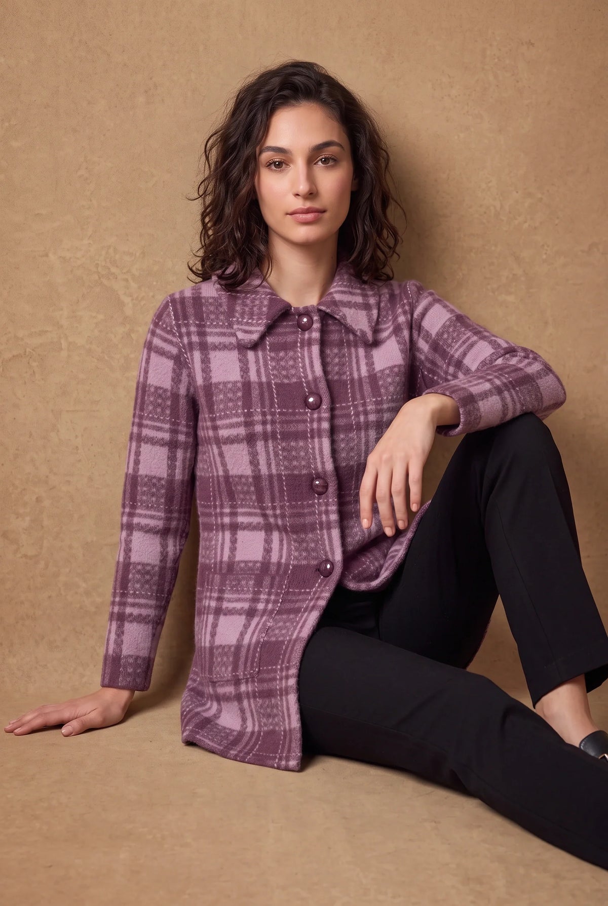 Wildrose Tartan Check Knitted Cardigan 2