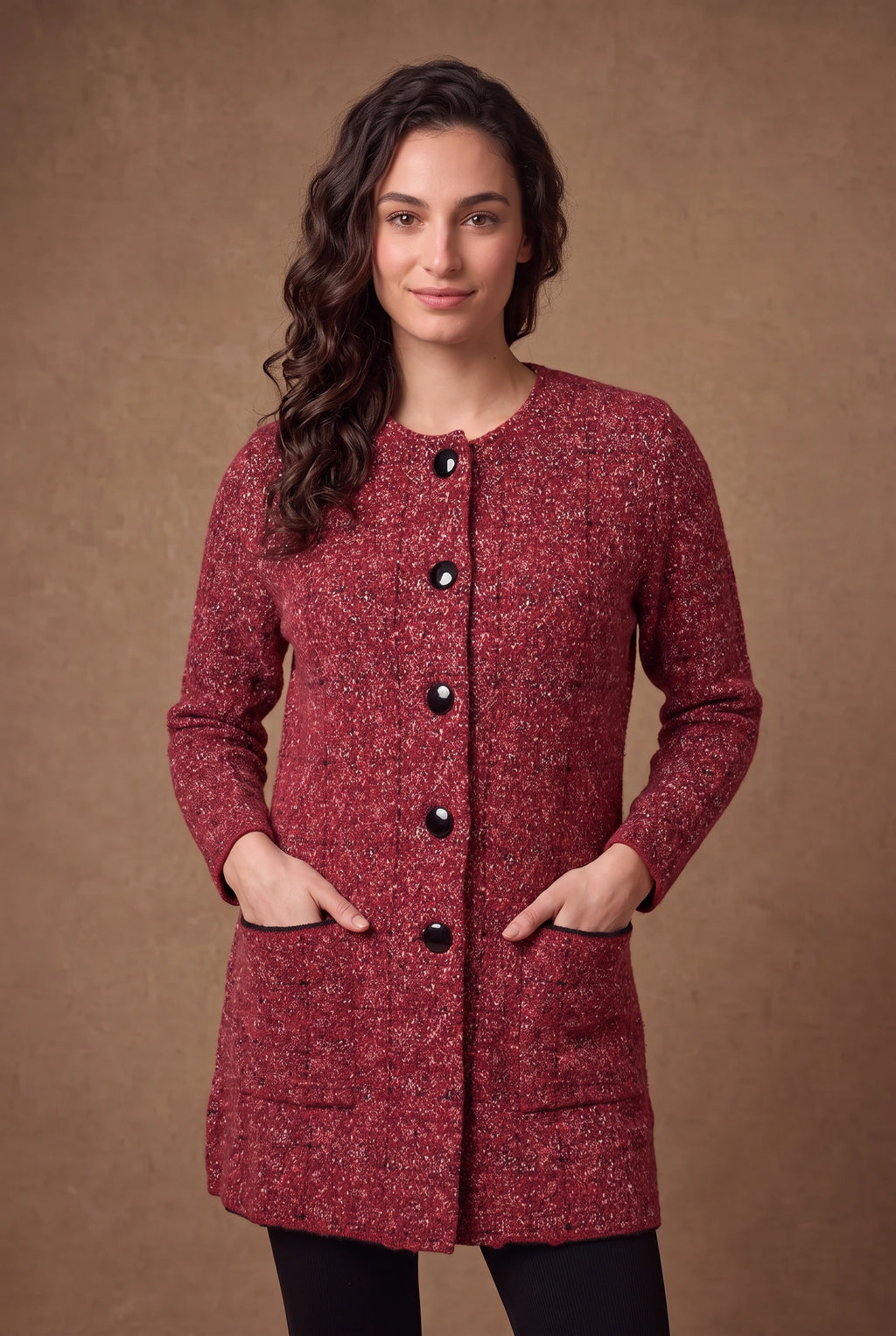Lachi Women's Tweed Longline Knitted Cardigan