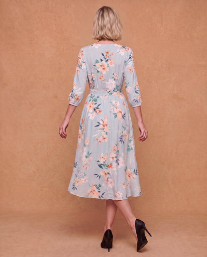 Sky Blossom Midi Dress