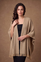 Beige Tweed Fringed Poncho 3