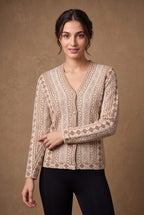 Lachi Women's Heritage Jacquard V-Neck Knitted Cardigan