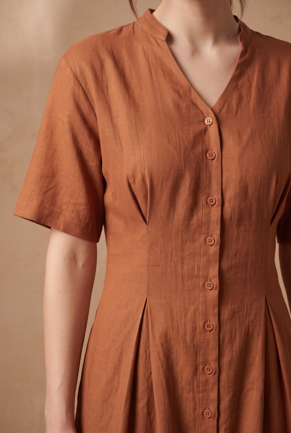 Lachi Women's Rust Viscose Blend Midi Dress