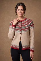 Lachi Women's Berry Fair Isle Yoke Knitted Cardigan