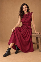 Lachi Women's Emerald Green Cotton Tiered Ruffle Maxi Dress