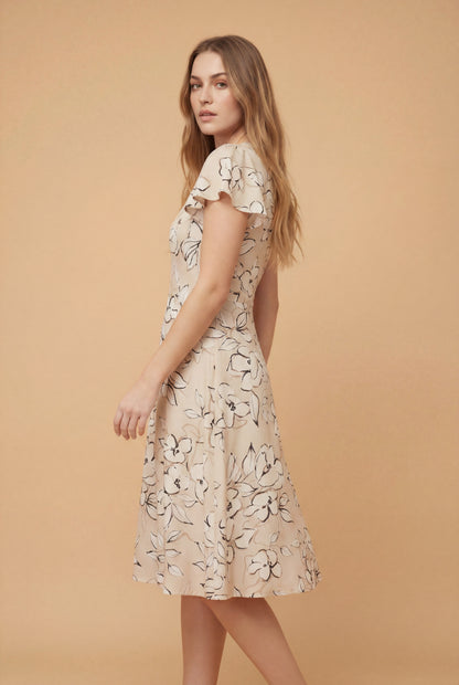 Beige Garden Twirl Dress