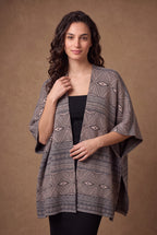 Lachi Women's Aztec Diamond Jacquard Poncho Cape