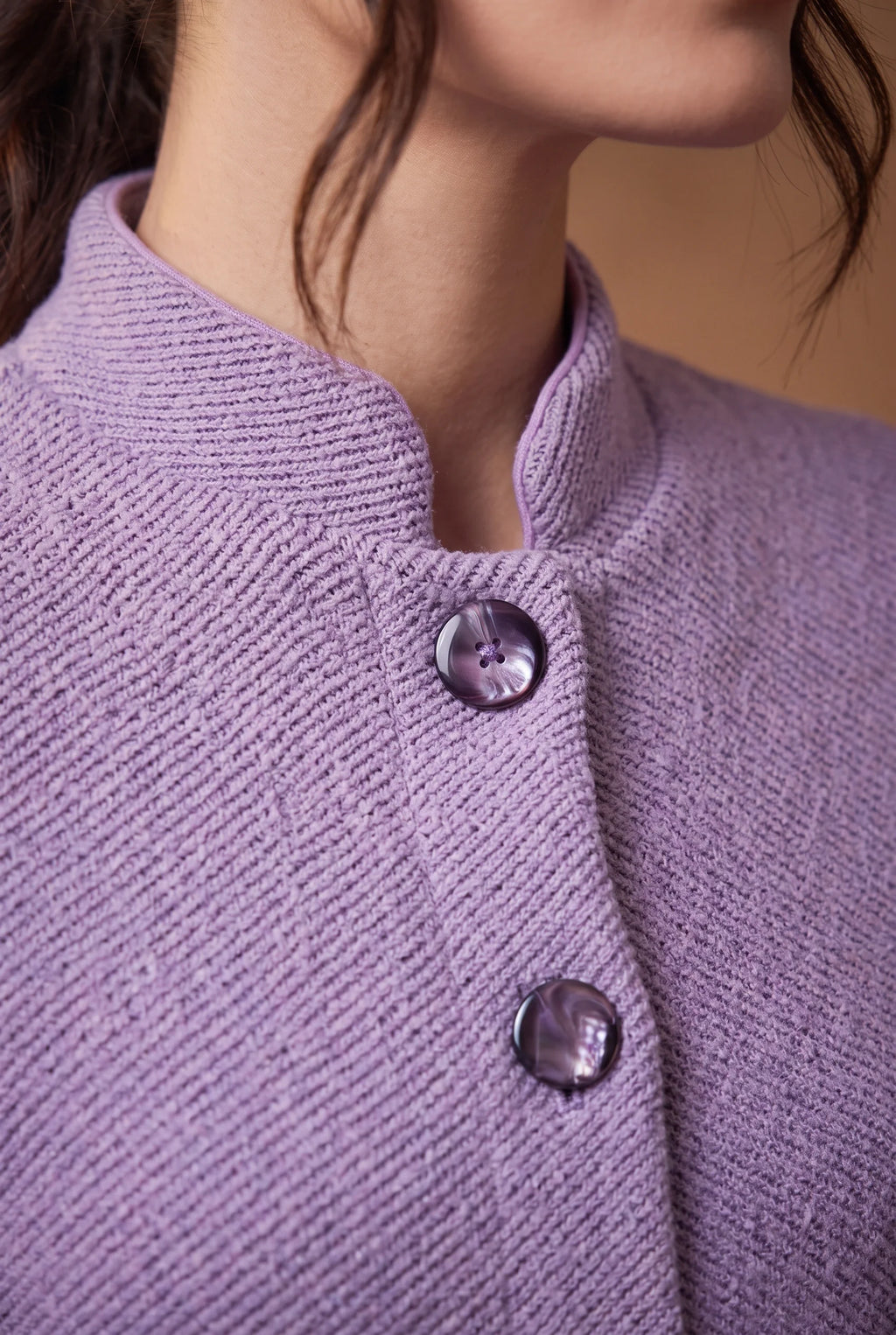 Lilac Mandarin Collar Longline Knitted Cardigan 4