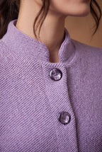 Lilac Mandarin Collar Longline Knitted Cardigan 4