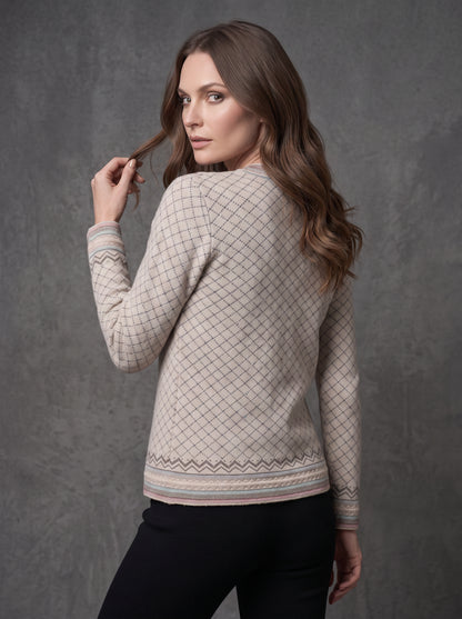 Cream Alpine Diamond Cardigan