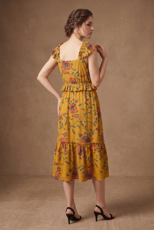 Amber Blossom Frill Dress