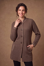 Cocoa Brown Contrast Trim Longline Knitted Cardigan 3
