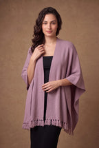 Mauve Tasseled Poncho Cape 4